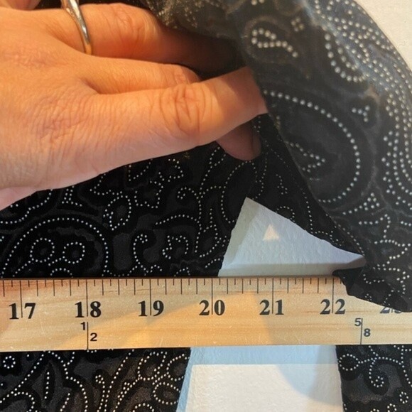 Dialogue Burnout Velvet Women's Top Size M Color Black Embellished Sheer USA - Picture 6 of 7